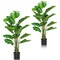 Gymax 2-Pack 5 ft Artificial Tree Potted Fake Faux Monstera Deliciosa Plant Home Office